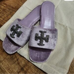 Tory Burch Purple Velvet Mules